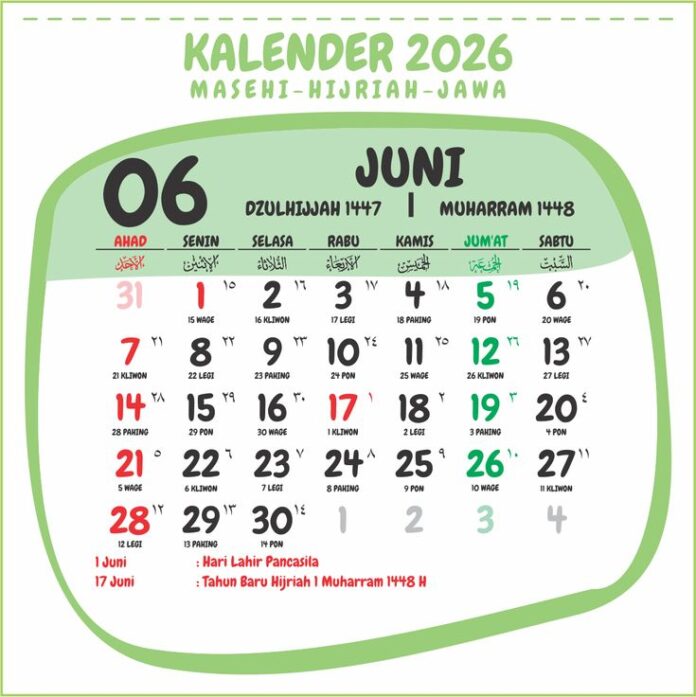Kalender Jawa Bulan Juni 2025 Lengkap: Weton, Pasaran, dan Makna Hari Baik